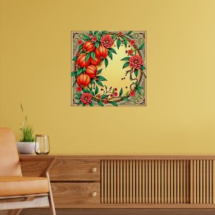 Festive Fall Floral Illustration Design Poster