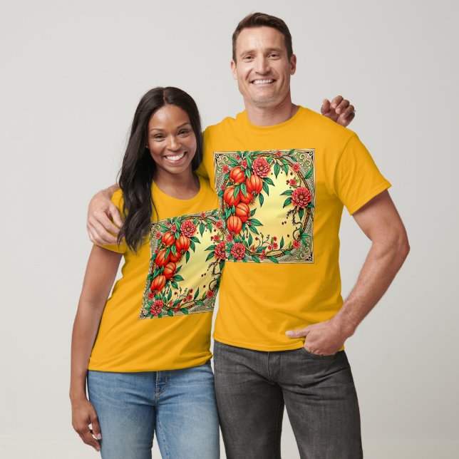 Festive Fall Floral Illustration Design T-Shirt (Unisex)