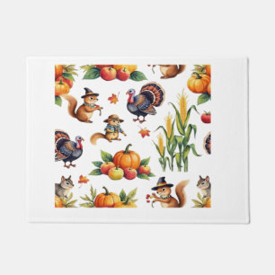 Festive Fall Harvest Watercolor Pattern Classic T- Doormat