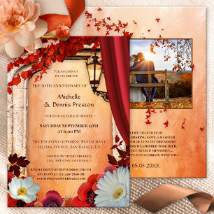Festive Fall Photo Anniversary Party Invitation