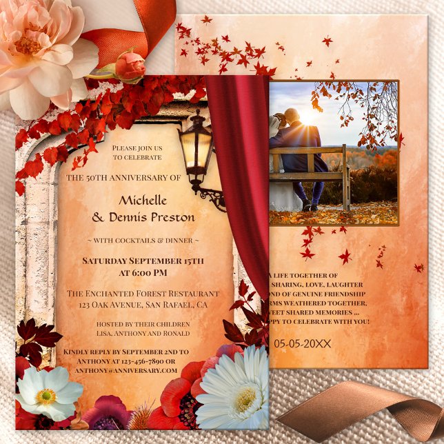 Festive Fall Photo Anniversary Party Invitation (Creator Uploaded)