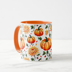 Festive Fall Pumpkins and Chrysanthemums Mug