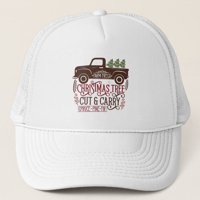 festive farm fresh Christmas tree  Trucker Hat (Front)