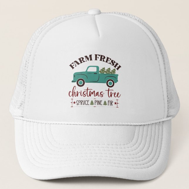 festive farm fresh Christmas tree  Trucker Hat (Front)