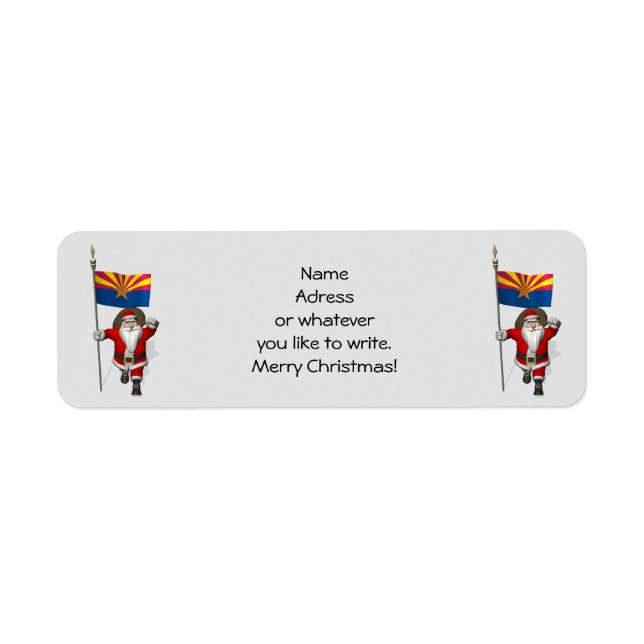 Festive Father Christmas Visiting Arizona Return Address Label (Front)