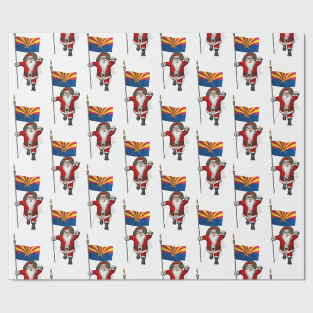 Festive Father Christmas Visiting Arizona Wrapping Paper (Flat)