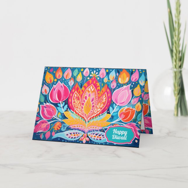 Festive Fauvist Diwali Greetings Holiday Card (Front)