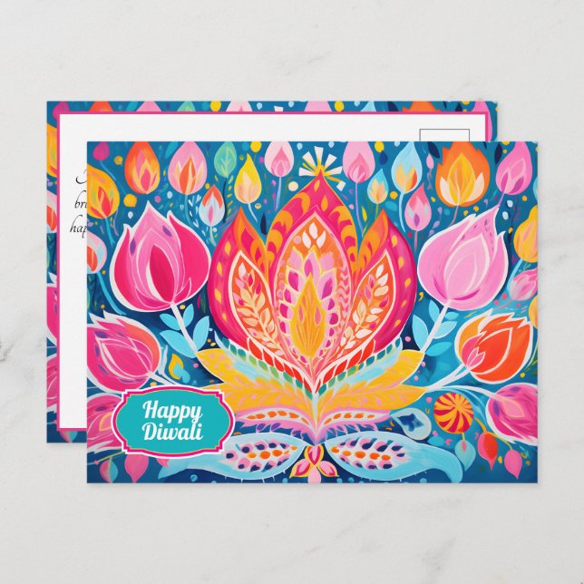 Festive Fauvist Diwali Greetings Postcard (Front/Back)