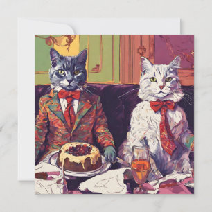 Festive Fauvist Felines Cute Christmas Card