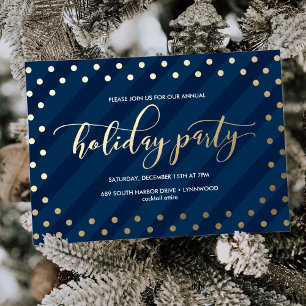 Festive Faux Foil Navy Holiday Party Invitation