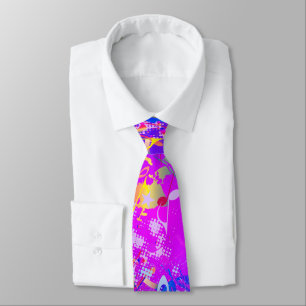 Festive Faux Neon Paint Splatter with Music Notes Tie
