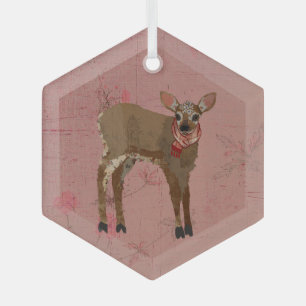 FESTIVE FAWN GLASS TREE DECORATION