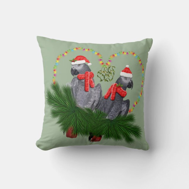 Festive Featherballs Pillow (Light Green) (Front)