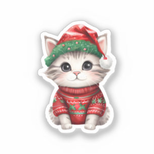 Festive Feline: Cute Cat in Christmas Attire