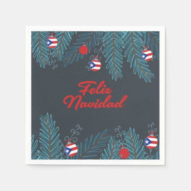 Festive Feliz Navidad Puerto Rican Paper Napkin (Front)