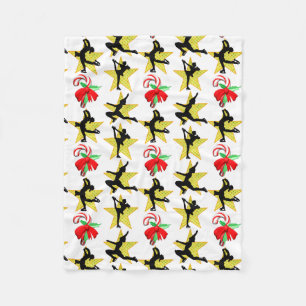 FESTIVE FIGURE SKATER CHRISTMAS DESIGN FLEECE BLANKET