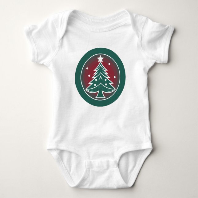 Festive Fir: A Christmas Delight Baby Bodysuit (Front)