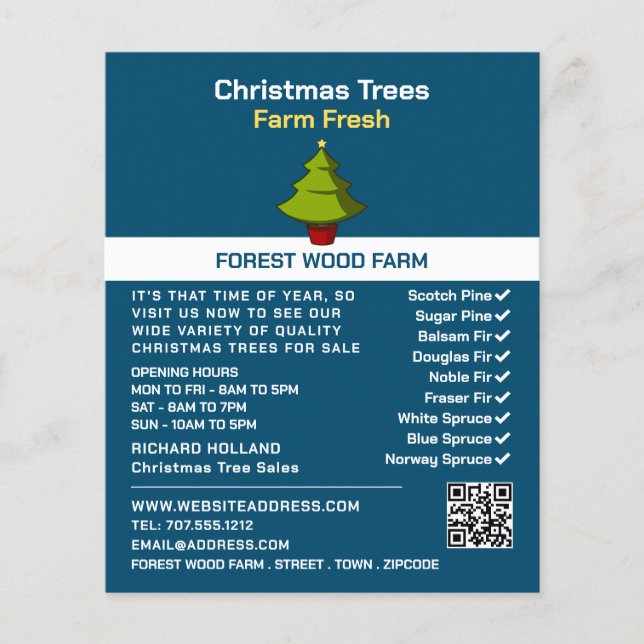 Festive Fir Tree Design, Christmas Tree Sales Flyer (Front)