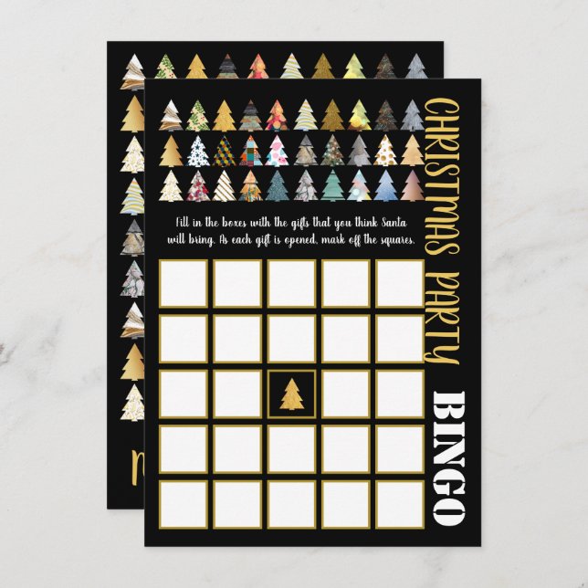 Festive Fir Trees, Christmas Party Bingo Card (Front/Back)