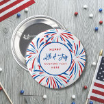 Festive Fireworks Custom 4th of July Party  6 Cm Round Badge<br><div class="desc">Super fun 4th of July party button featuring colourful fireworks and 3 lines of custom text. It's so easy to customise!! Perfect for a festive 4th of July Independence Day party favour, summer BBQ, corporate cookout, family reunion or political campaign button. Check out all the matching items in our collection...</div>