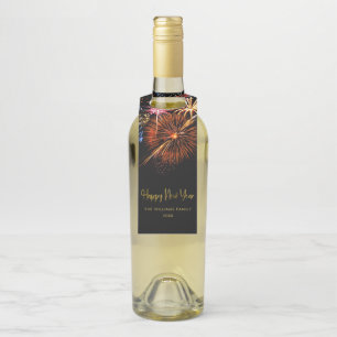 Festive Fireworks Happy New Year Bottle Tag