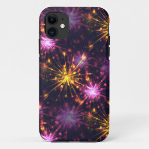 Festive fireworks of hearts iPhone 11 case