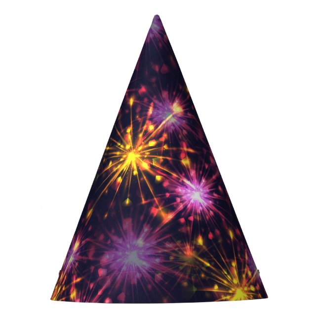 Festive fireworks of hearts  party hat (Front)