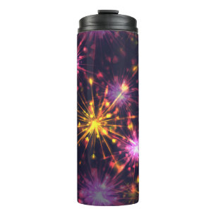 Festive fireworks of hearts thermal tumbler
