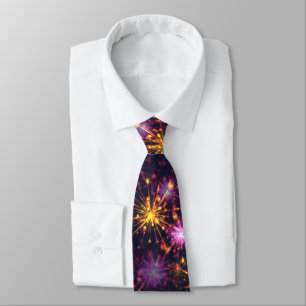 Festive fireworks of hearts  tie