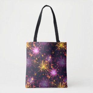 Festive fireworks of hearts tote bag