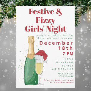 Festive & Fizzy Champagne Girls' Night Holiday  Invitation