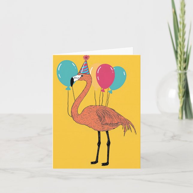 Festive Flamingo Birthday Card (Front)