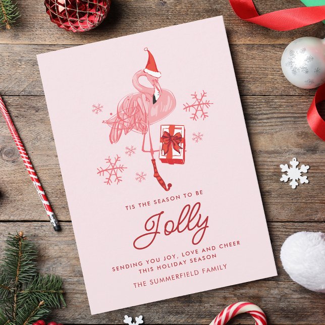 Festive Flamingo Tropical Coast Funny Christmas Holiday Card (Festive Flamingo Tropical Coast Funny Christmas Holiday Card)