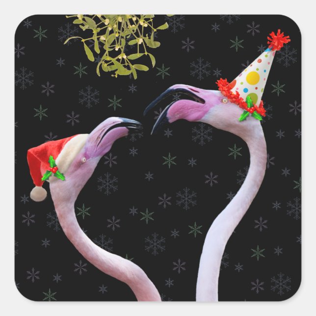 Festive Flamingos Sticker (Front)