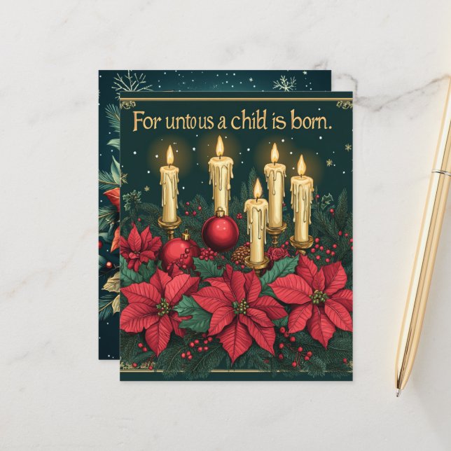 Festive Floral Candles Bible Verse Scrapbook Paper (Front/Back In Situ)