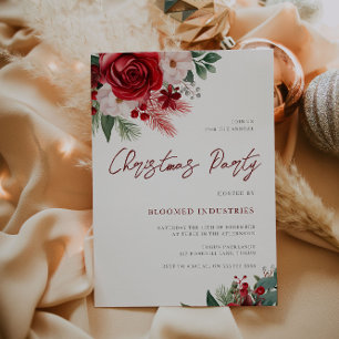 Festive Floral Elegance: A Christmas Soirée Invitation