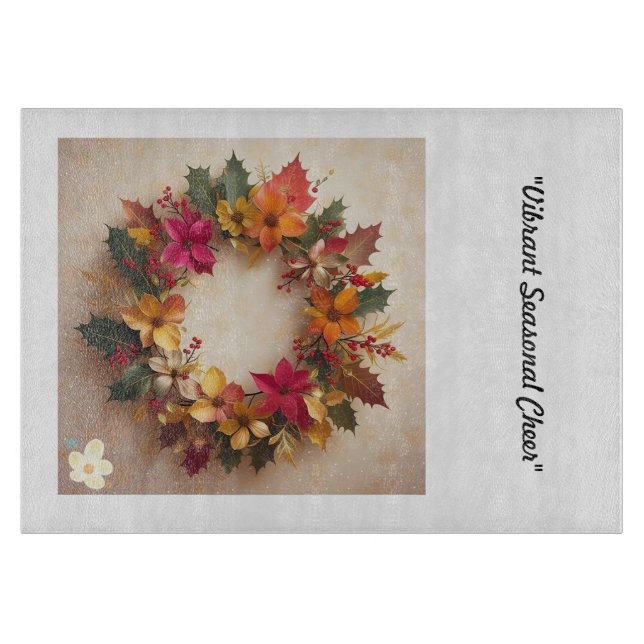 "Festive Floral Fantasy" Cutting Board (Front)