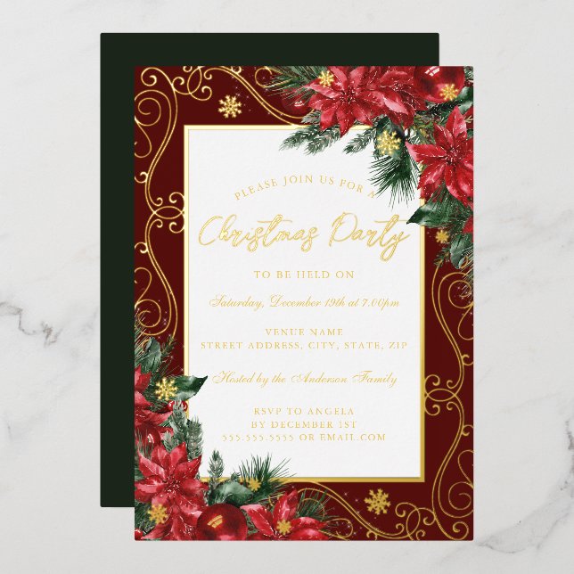Festive Floral Frame Christmas Party (Front/Back)