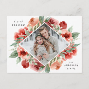 Festive Floral Holiday Photo Postcard