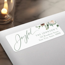 Festive Floral Joyful Holiday Return Address
