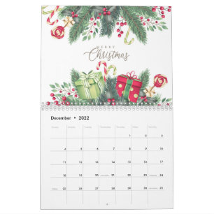 Festive Floral merry Christmas Art Holiday 2025  Calendar