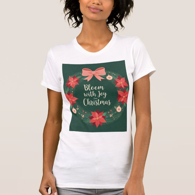 Festive Floral Wreath T-Shirt (Front)