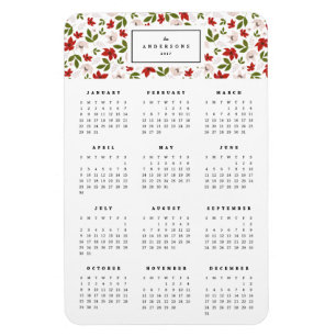 Festive Florals 4x6 Yearly Calendar Magnet