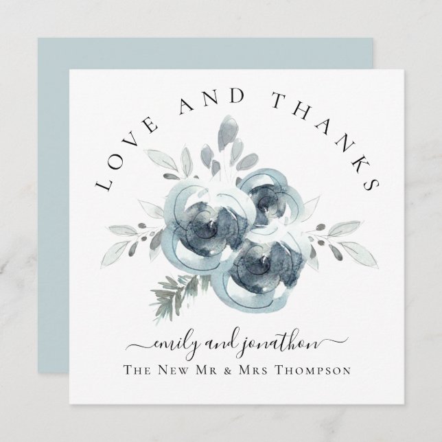  Festive Florals Thank You Names Wedding Card (Front/Back)
