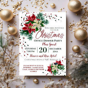 Festive Flower Company Office Christmas Party  Invitation