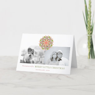 Festive Flower Merry Little Christmas Chic 2 Photo Holiday Card