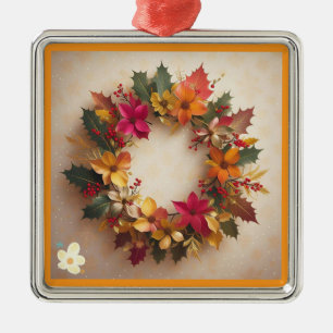 "Festive Flower Power" Metal Ornament