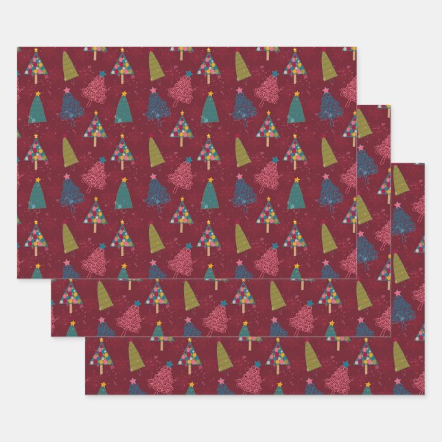 Festive Foliage: Christmas Tree Wrapping Paper (Set)