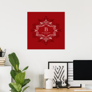 Festive Foliage Deco Frame Monogram Holiday Print