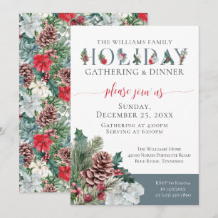 Festive Foliage Family Holiday Dinner Invitation